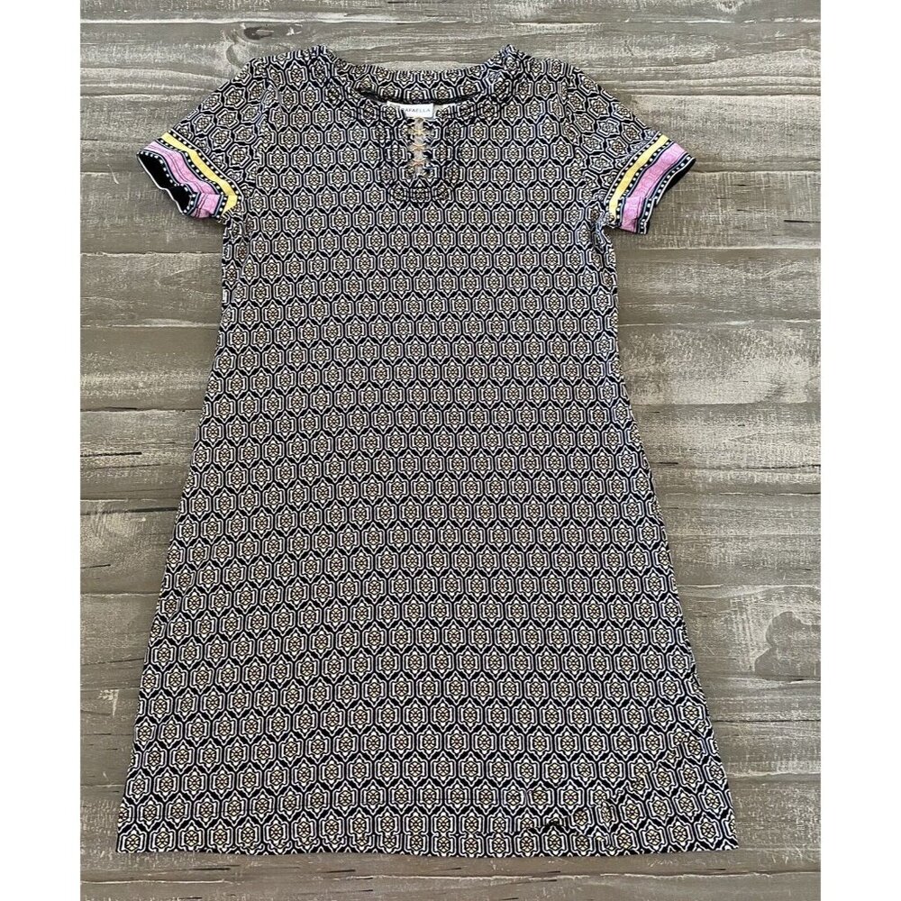 Rafaella‎ Dress Size Medium Stretch Geometric Short Sleeve Comfy